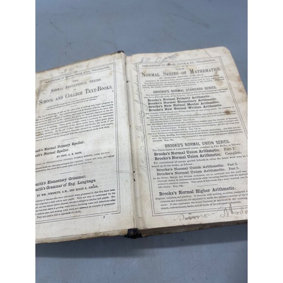 The new normal written arithmetic book Edward brooks hardcover 421 pg 1877 READ - Picture 6 of 9